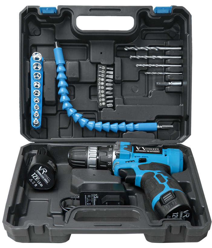 دریل پیچ گوشتی دو باطری همراه لوازم ویوارکس VR1210V-22A
