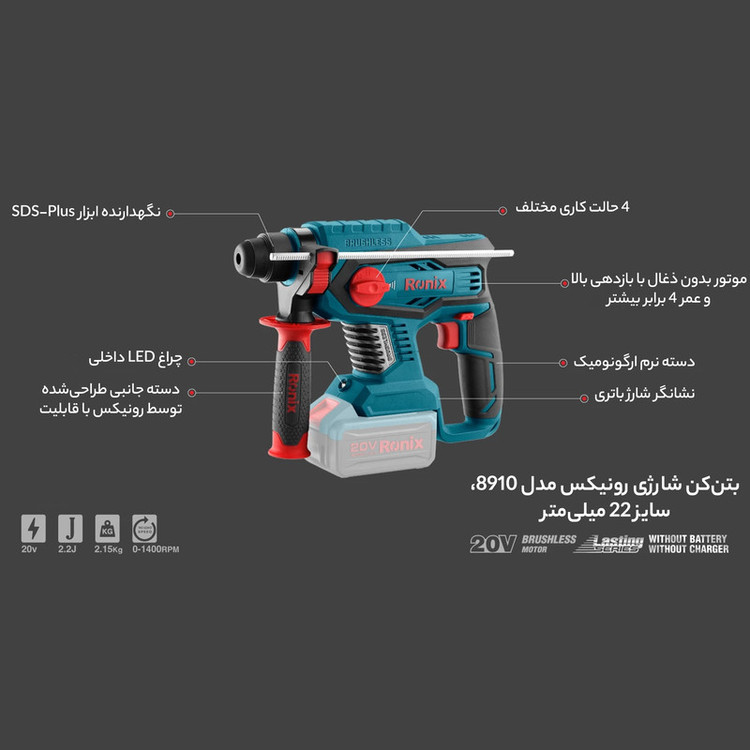 دریل بتن کن رونیکس مدل 8910